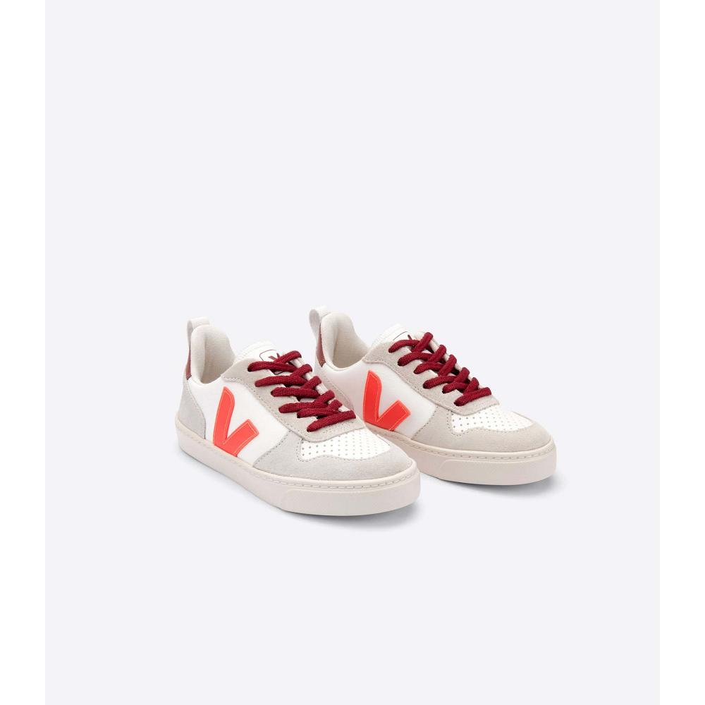 Veja V-10 BONTON Joggesko Barn White/Orange | NO 838UZG